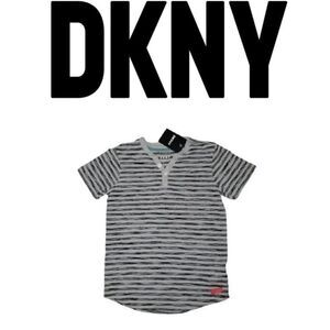 Dkny Boy's Black & Gray Casual short sleeve Button Up Comfort T Shirt Si…
